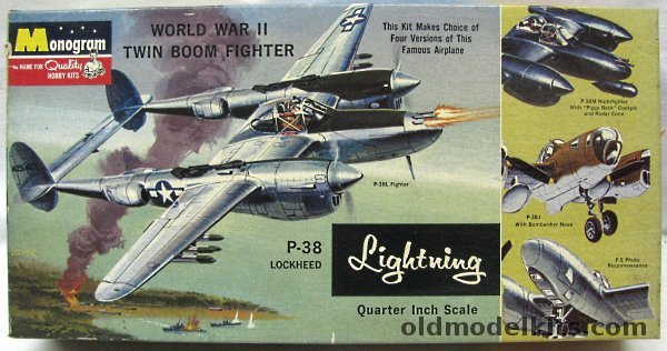 Monogram 1/48 P-38L / P-38M 2 Seat Night Fighter / P-38J / F-5 Lightning - Four Star Kit, PA97-200 plastic model kit